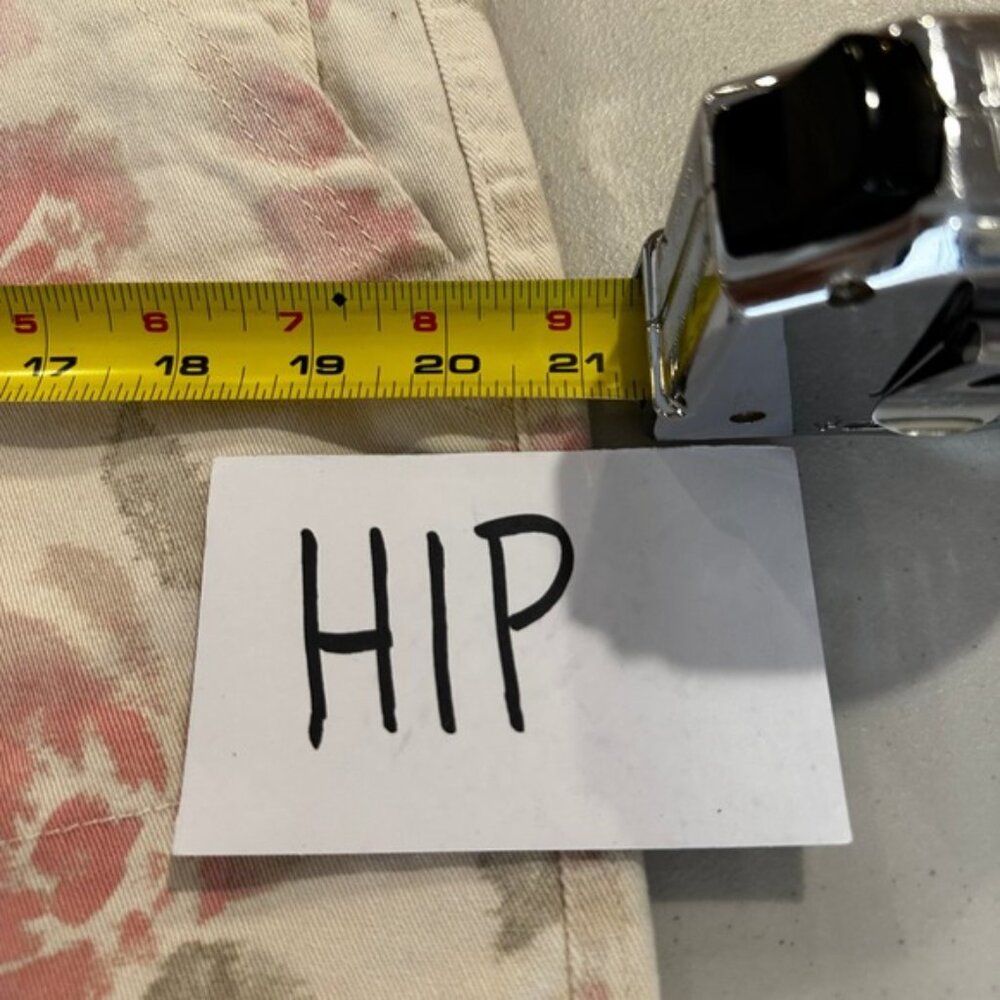 Democracy Absolution Floral Cargo Cropped Pants Pink Cream Size 14 Stretch Denim - Picture 9 of 11